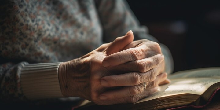 The Hands Of An Elderly Woman Writing On A Blackboard With Chalk, School, Teacher, Teacher's Day Concept, Copy Space, Generative IA