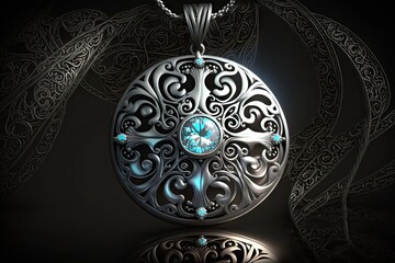 Serene Silver - A Magical Pendant of Possibilities. Generative AI