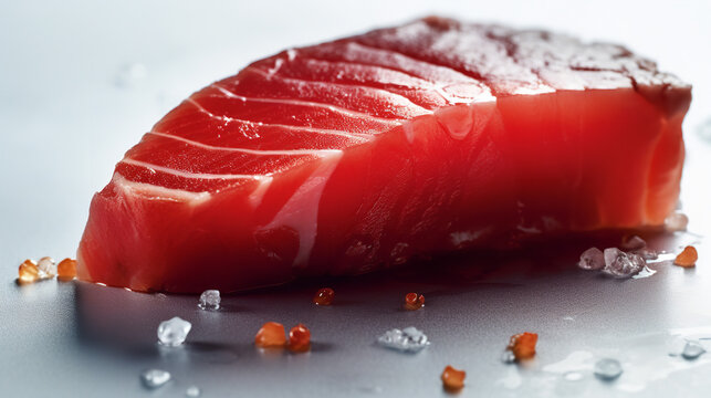 image of a piece of tuna on white background