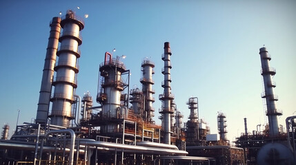 Fototapeta premium Factory - oil and gas industry, Generative Ai