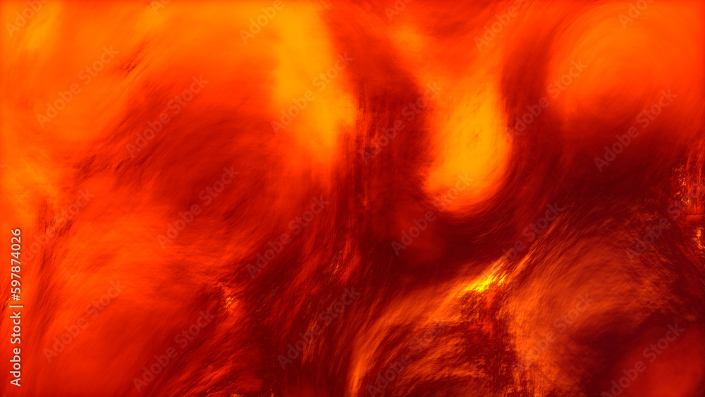 Poster burning red and orange ingrained contour surface - abstract 3d rendering