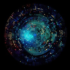 Neon light circles. Futuristic background. Generative AI