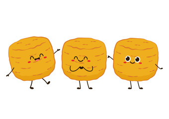 Cheese ball character design. Mozzarella cheese ball on white background. Cheese fried.