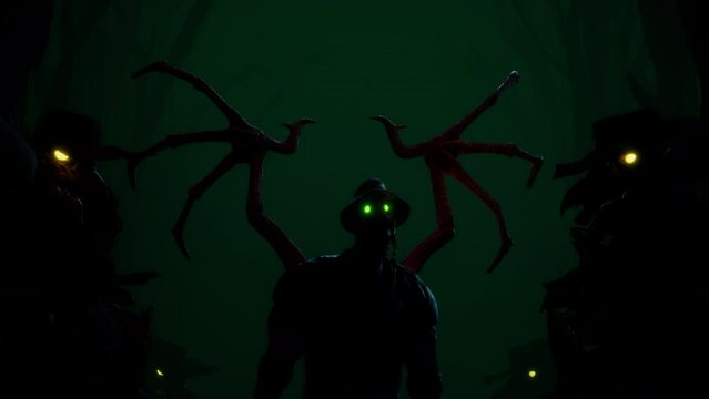 Plague Doctor VJ Loop &ndash; terrible plague doctor with crow-like skull come here from medieval Europe to cure you! This motion graphics is perfect to use in your next halloween and gothic parties 