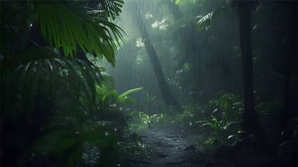Fototapeta na wymiar Jungle Mist In The Canopy - Rainforest