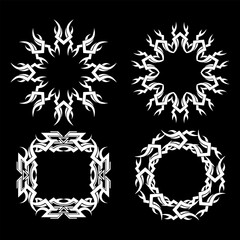 Collection of circular tribal tattoos