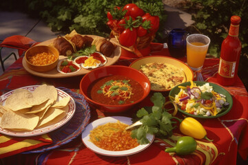 Fototapeta na wymiar Mexican food background. Illustration AI Generative.