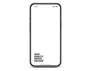 3D realistic high quality smartphone mockup with isolated background. Smart phone mockup collection. Device front view. 3D mobile phone with shadow on white background.