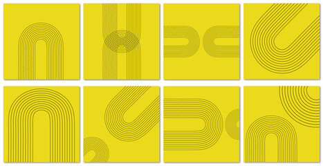 Abstract black-yellow abstract background with black contour lines. Digital future technology concept. vector illustration.