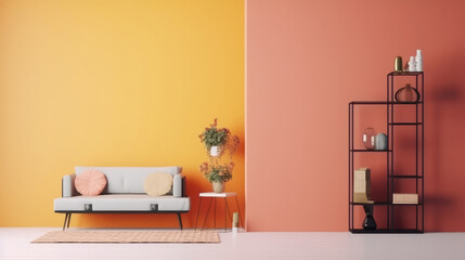 Interior design with sofa. Illustration AI Generative