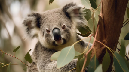 Obraz premium Koala natural background. Illustration AI Generative.