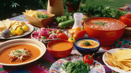 Fototapeta na wymiar Mexican food background. Illustration AI Generative.