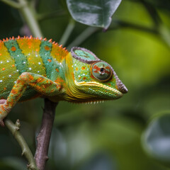 Obraz premium Chameleon in nature. Illustration AI Generative