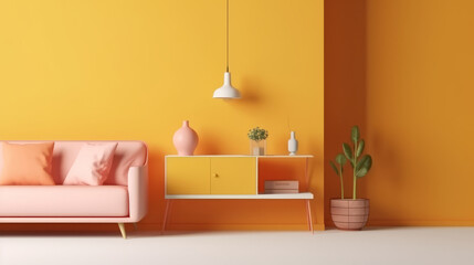 Interior design with sofa. Illustration AI Generative