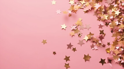 Sparkling golden stars minimalist background. Illustration AI Generative.