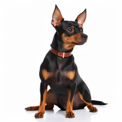 Pinscher dog isolated. Illustration AI Generative.