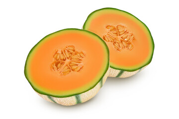 Cantaloupe melon isolated on white background with full depth of field,