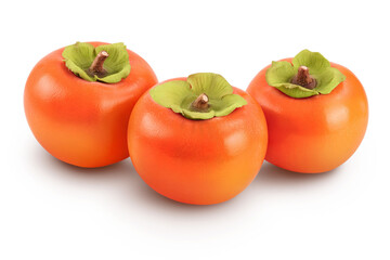 Persimmon fruit isolated on white background with full depth of field