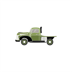 colorful illustration of an old farm truck as an icon or logo