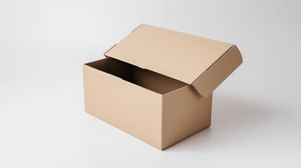 Brown Blank cardboard box mockup on white background, Generative AI