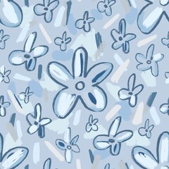 Obraz premium seamless pattern with blue abstract flowers