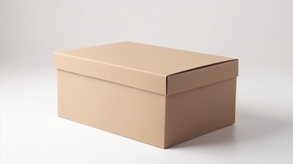 Brown Blank cardboard box mockup on white background, Generative AI