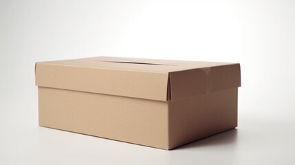 Brown Blank cardboard box mockup on white background, Generative AI