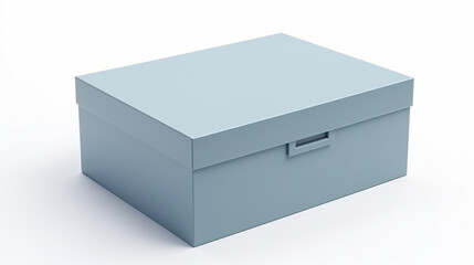 A blue blank box mockup isolated in white studio background, Generative AI