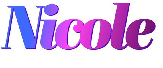 Nocole - pink and blue color - female name - ideal for websites, emails, presentations, greetings, banners, cards, books, t-shirt, sweatshirt, prints

