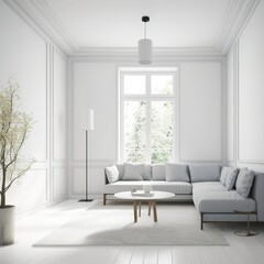 Fototapeta premium Interior of living room with sofa. generative AI