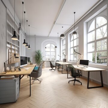 office interior with desk. generative ai