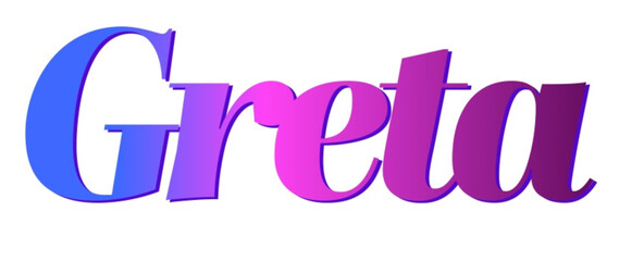 Greta - pink and blue color - female name - ideal for websites, emails, presentations, greetings, banners, cards, books, t-shirt, sweatshirt, prints

