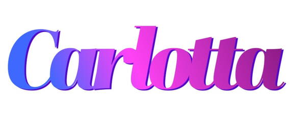 Carlotta - pink and blue color - female name - ideal for websites, emails, presentations, greetings, banners, cards, books, t-shirt, sweatshirt, prints

