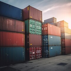 Fototapeta premium container cargo freight ship. generative ai