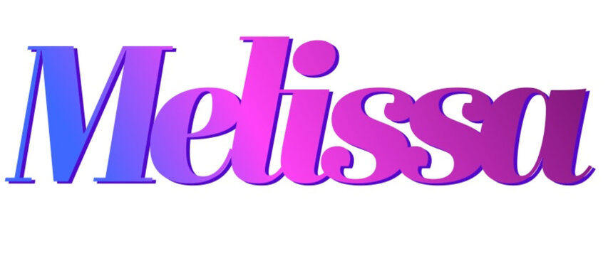 Melissa - pink and blue color - female name - ideal for websites, emails, presentations, greetings, banners, cards, books, t-shirt, sweatshirt, prints

