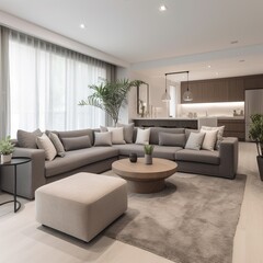Spacious living room in modern apartment. generative AI