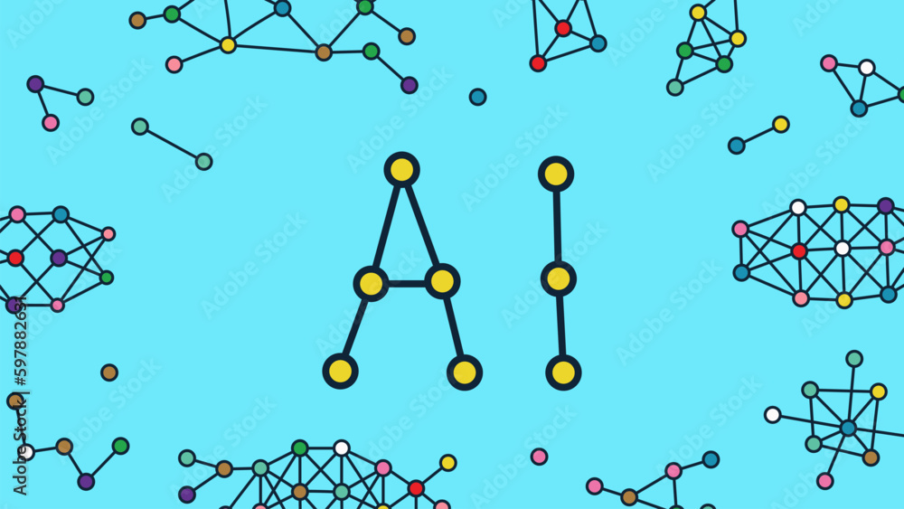Poster hand drawn artificial intelligence backdrop. ai banner.