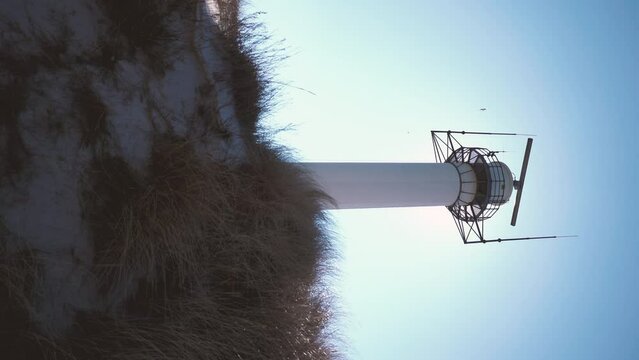 Radio marine beacon, radar tower for transmit radio signal on seashore.