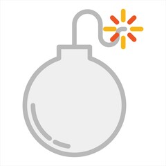bomb with colorful burning wick on a white background