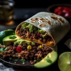 A Savory Mexican Burrito with Beef and Beans