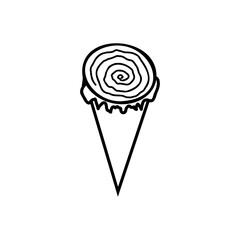 ice cream cone, sketch vector illustration isolated on white background. A collection of dessert types