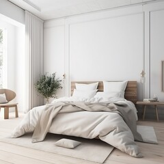 bedroom with bed. generative ai