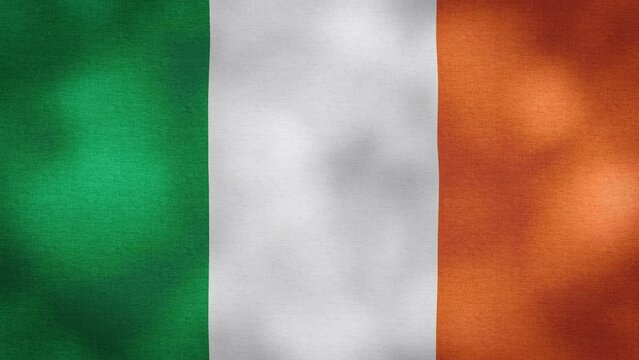 Waving Flag of İreland video background with vintage vignette overlay effect. Realistic Slow Motion