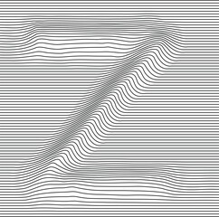 letter alphabet illusion with lines waves