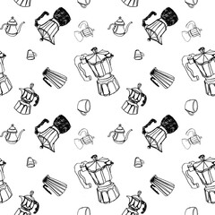 Pattern Manual Brew Coffee on white Background
