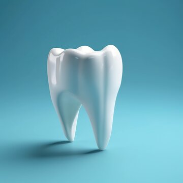 tooth isolated on blue background. generative ai