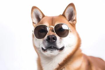Sunglasses and Smiles: A Candid Look at Life with a Dog Shiba dog generated by AI
