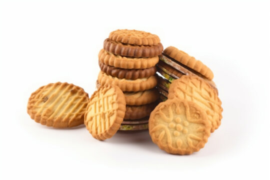 Biscuits Isolated on White Generative AI