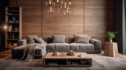 Modern interior design of living room. Generative AI