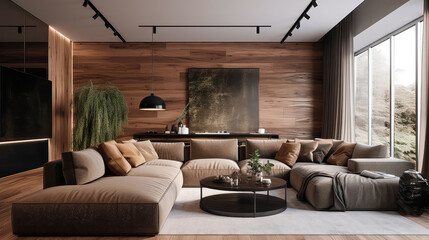 Modern interior design of living room. Generative AI